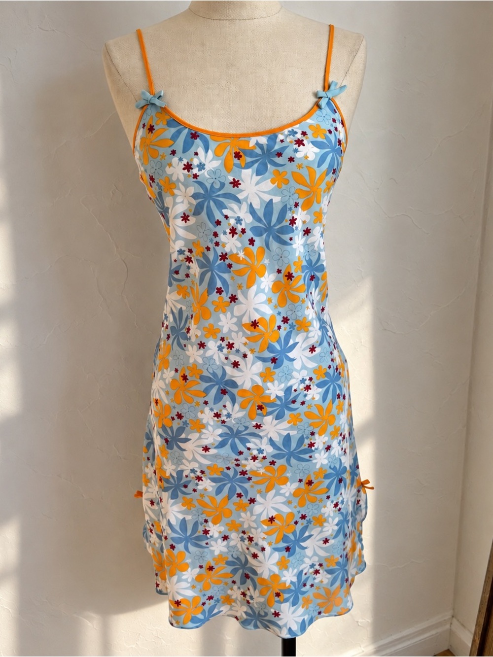 Sunlit Blue & Yellow Floral Slip Dress